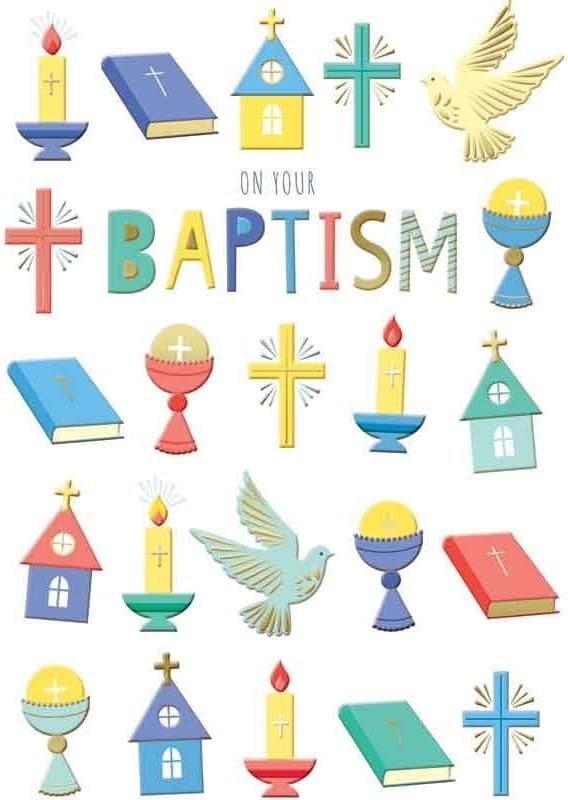 Baptism Greeting Card 13cm x 19cm Religious Verse Colour Insert Modern Design