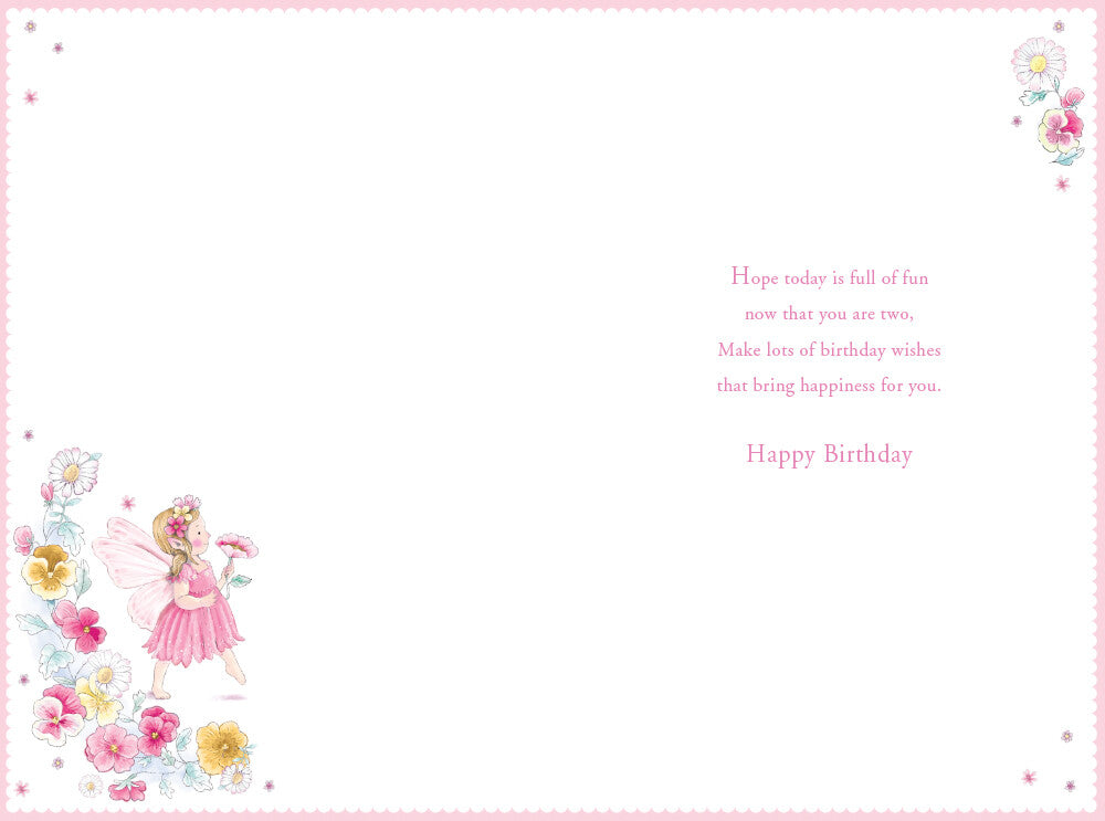 Great Granddaughter 2nd Birthday Card Age 2 Daisy Fairy 9" x 6" Lovely Verse
