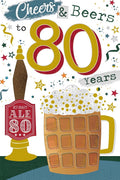 80th Happy Birthday Card Cheers & Beers to 80 Years Beer Design