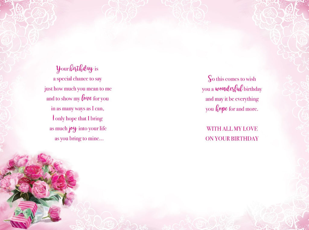 Wife 80th Birthday Card - Special 80 Today Pink Floral Design With Love Verse
