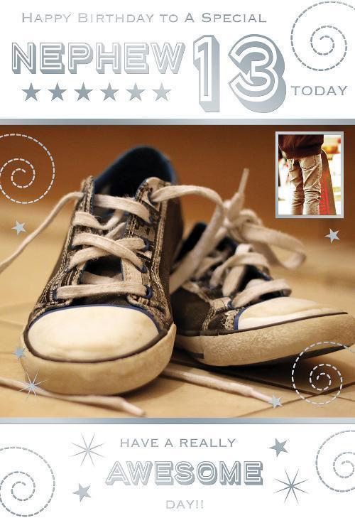 Nephew 13th Birthday Card A Special 13 Today Trainers & Skateboard Design Happy
