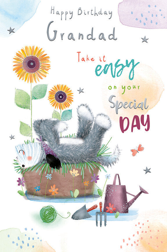 Happy Birthday Grandad Card Take It Easy On Your Special Day Cute Dog