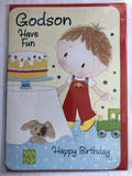 Godson Happy Birthday Card Cute Boy Trailer Teddy Gifts