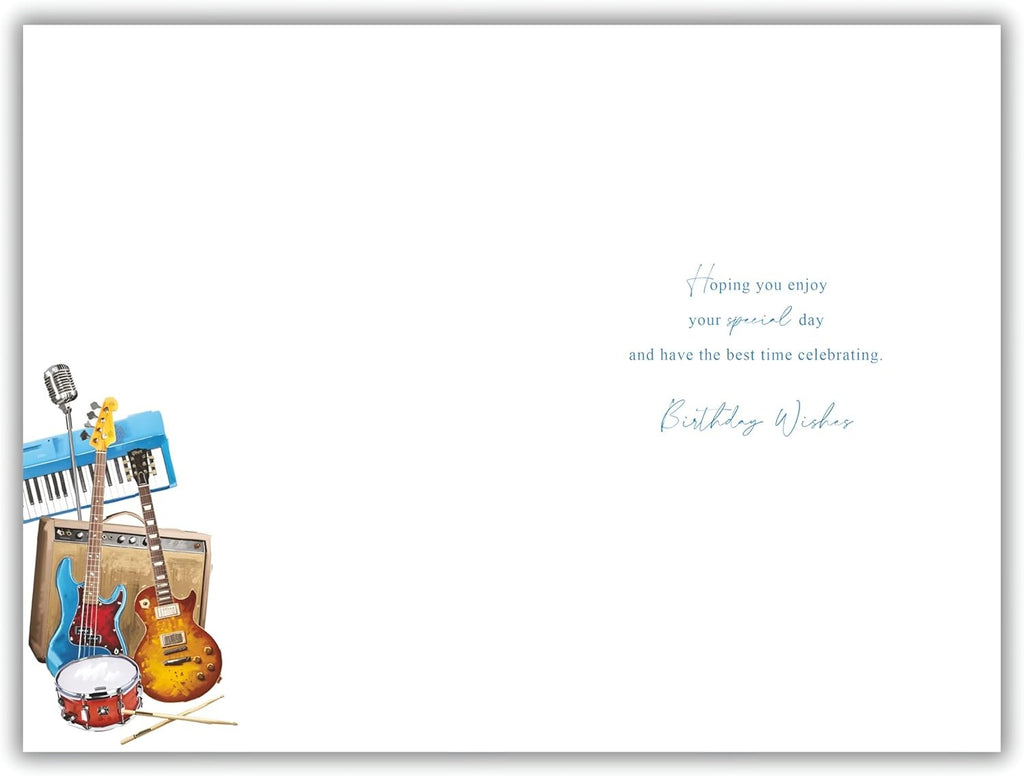 Birthday Card for Son  Musical Instruments Design  15x23cm  Colour Insert