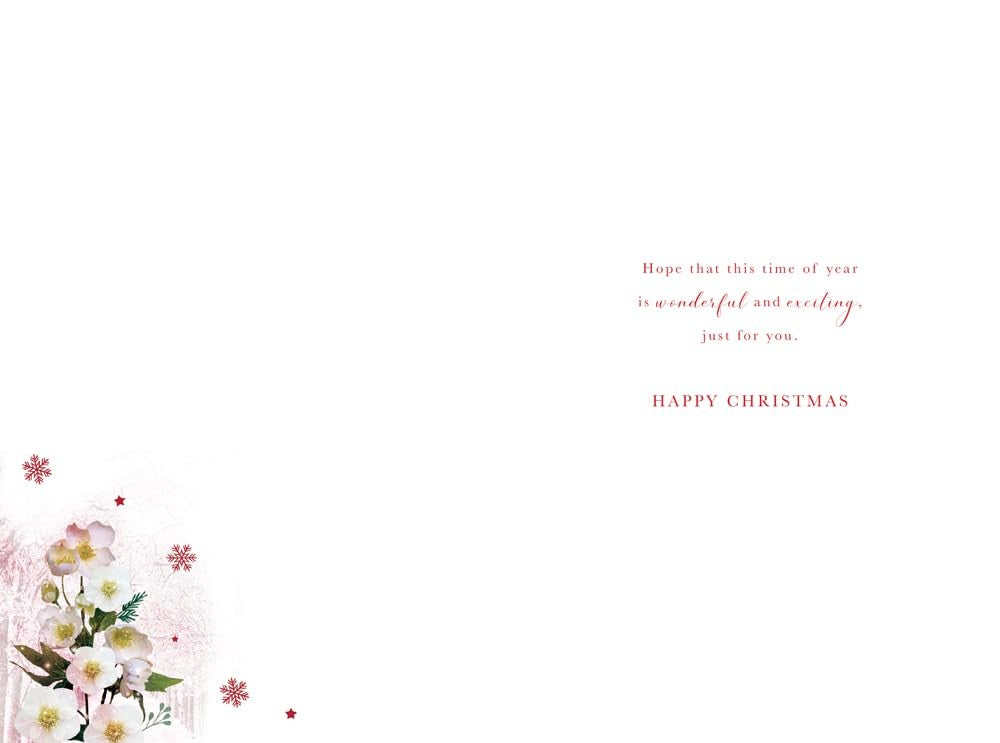 Christmas Card To Special Granddaughter Large Winter Flowers 15x23cm