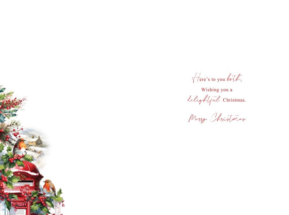 Christmas Card To Daughter & Son-In-Law Large Postbox Robins 15x23cm