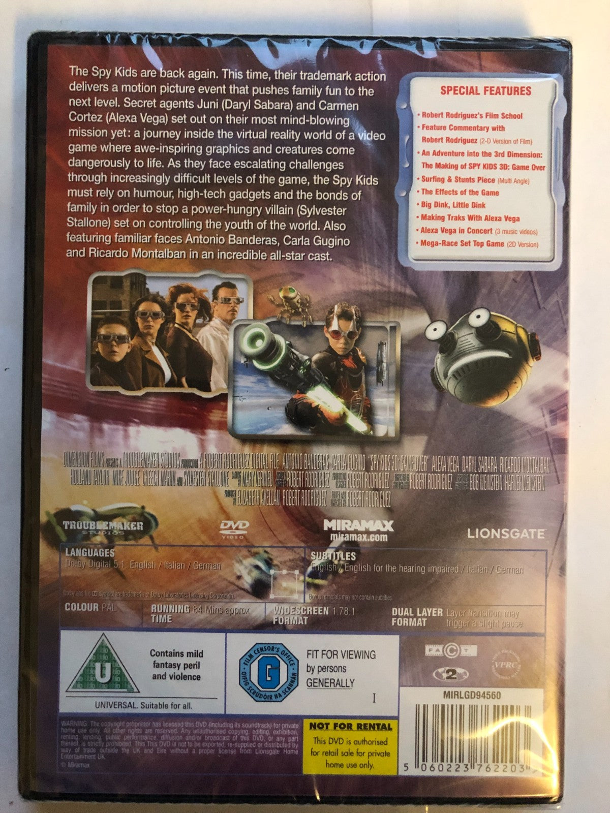 Spy Kids 3 Game Over (2011) Antonio Banderas Rodriguez DVD Region 2 New & Sealed