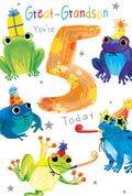Great Grandson 5th Birthday Card Age 5 Frogs 9" x 6" Lovely Verse
