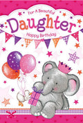 Daughter Happy Birthday Card Elephant Duck Balloon Design