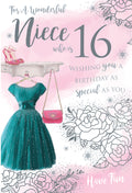 Niece 16th Birthday Card  Stylish Dress Design  Full Sentiment Verse
