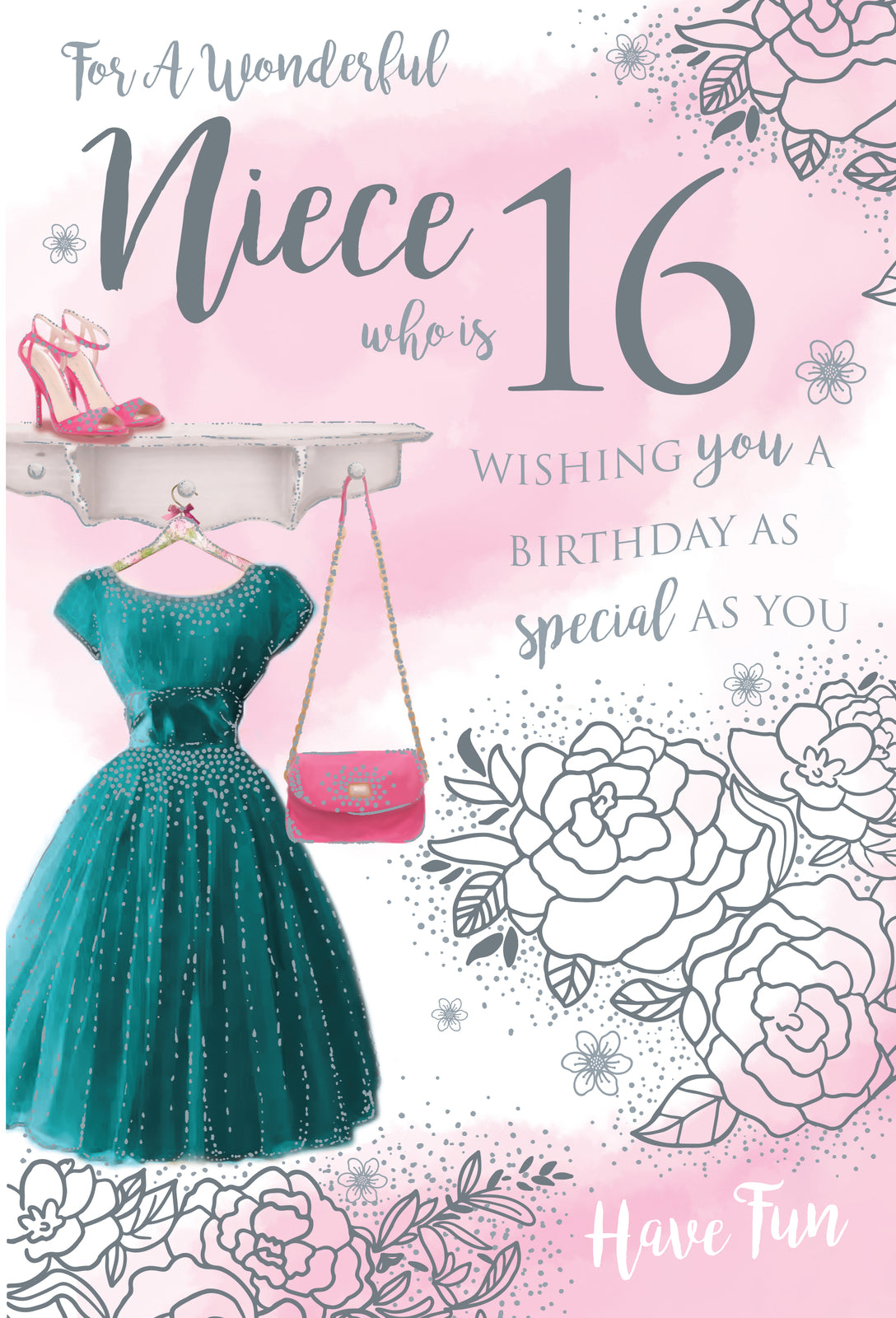 Niece 16th Birthday Card  Stylish Dress Design  Full Sentiment Verse