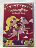 Goddaughter Happy Birthday Card Girl Rocking Horse Bunting