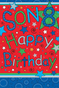 Son 8th Birthday Card 8 Stars & Balloon Design Happy With A Lovely Verse