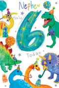 Nephew 6th Birthday Card Age 6 Dinosaurs 9" x 6" Lovely Verse