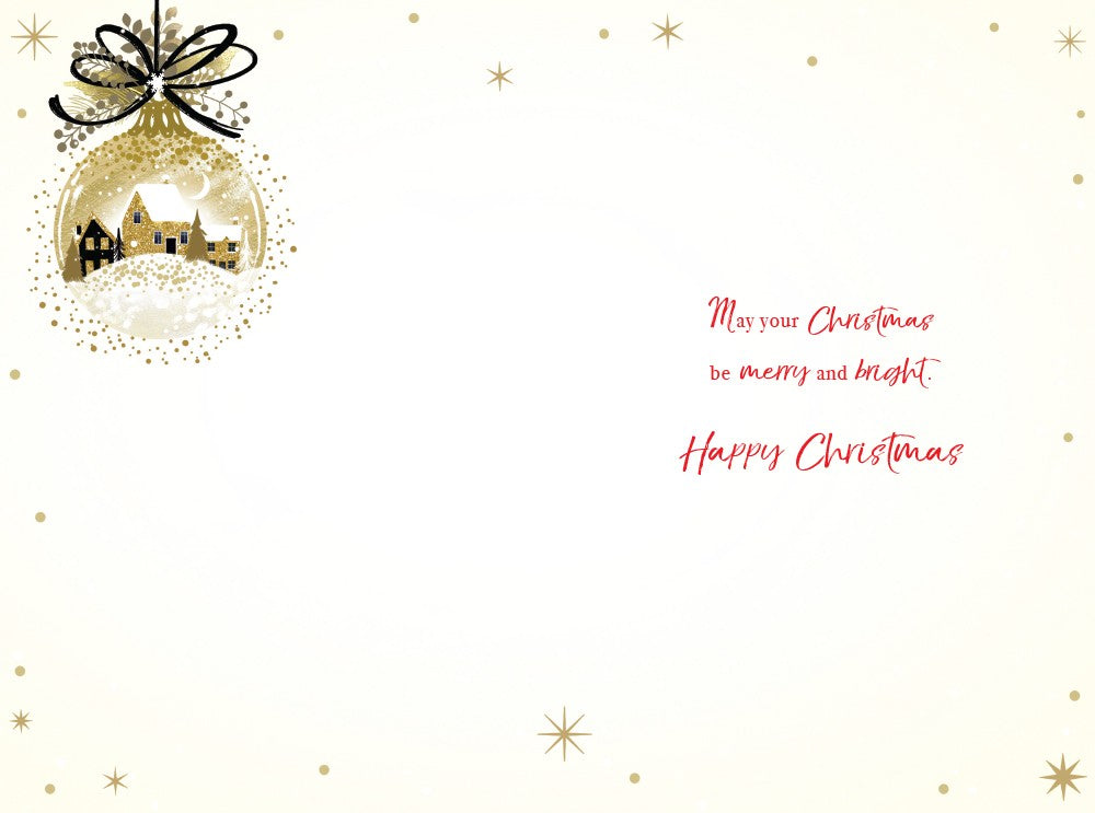 Dad & Partner Christmas Card Modern Village Bauble Large 9" x 6" Lovely Verse