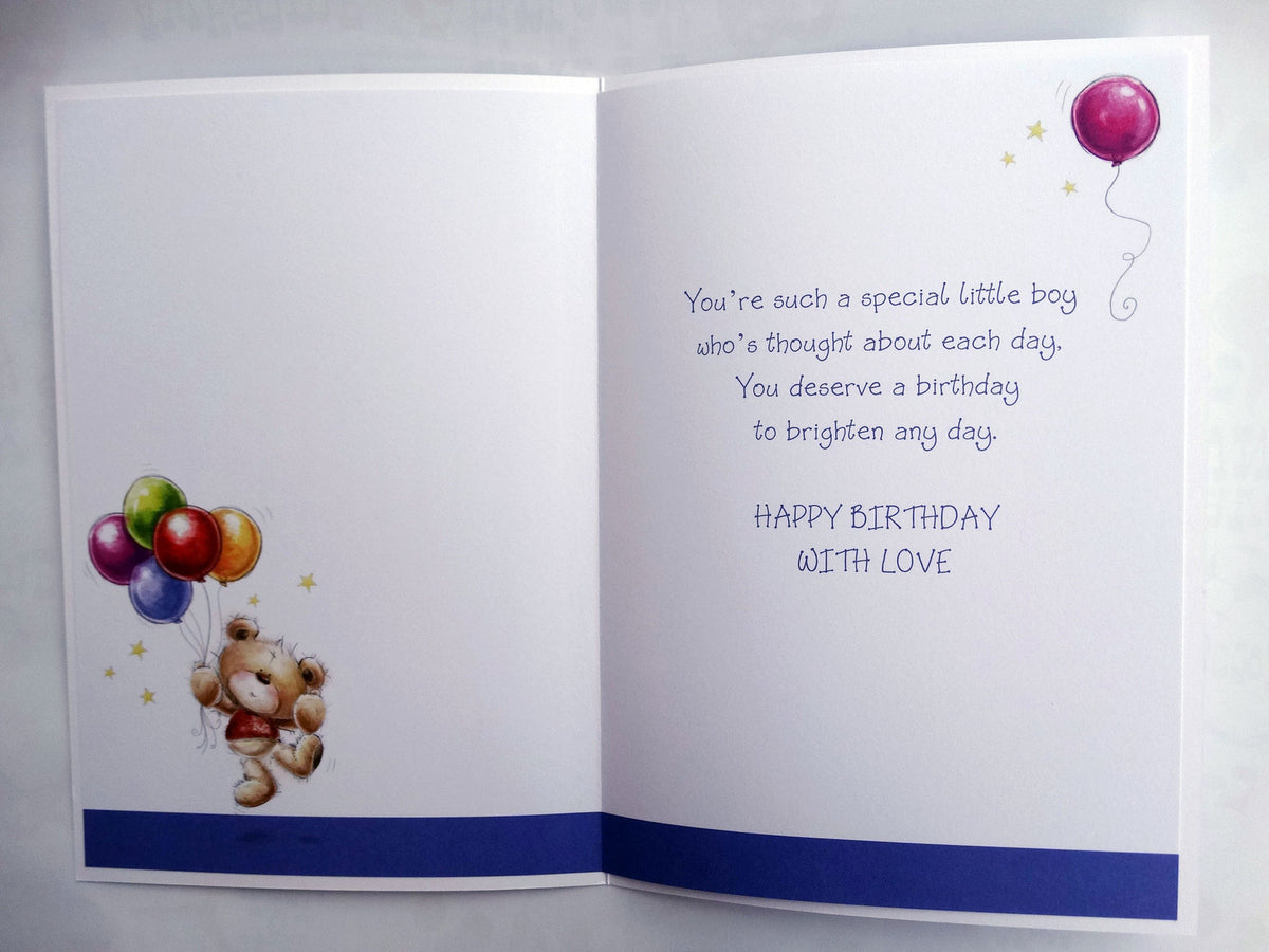 Godson Happy Birthday Card To A Special  Bear & Balloons Design