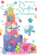Sister Happy Birthday Card  Bright Presents Female Lovely Verse