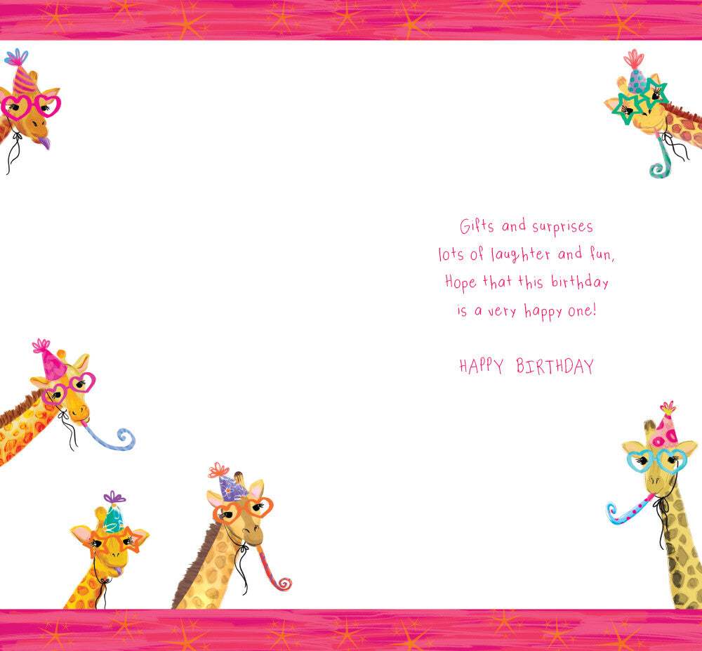 Age 6 Female 6th Birthday Card Giraffes 9" x 5" Lovely Verse