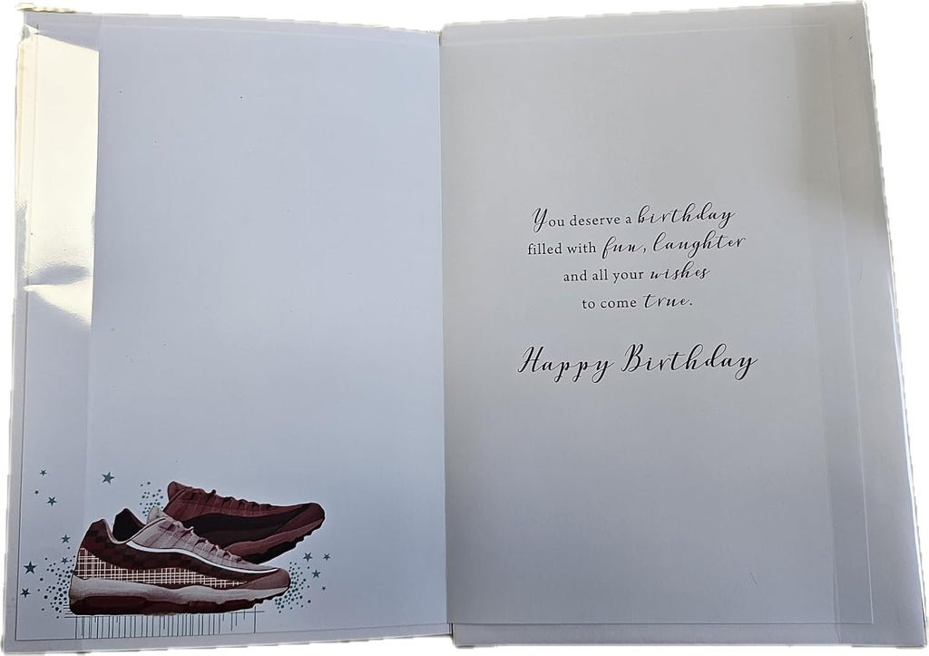 Birthday Card for Nephew  Trainers & Stars  15x23cm  Colour Insert