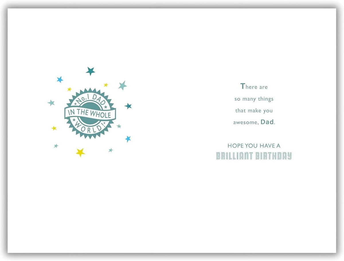 Birthday Card for Dad  Best Dad Ever Certificate  15x23cm  Colour Insert