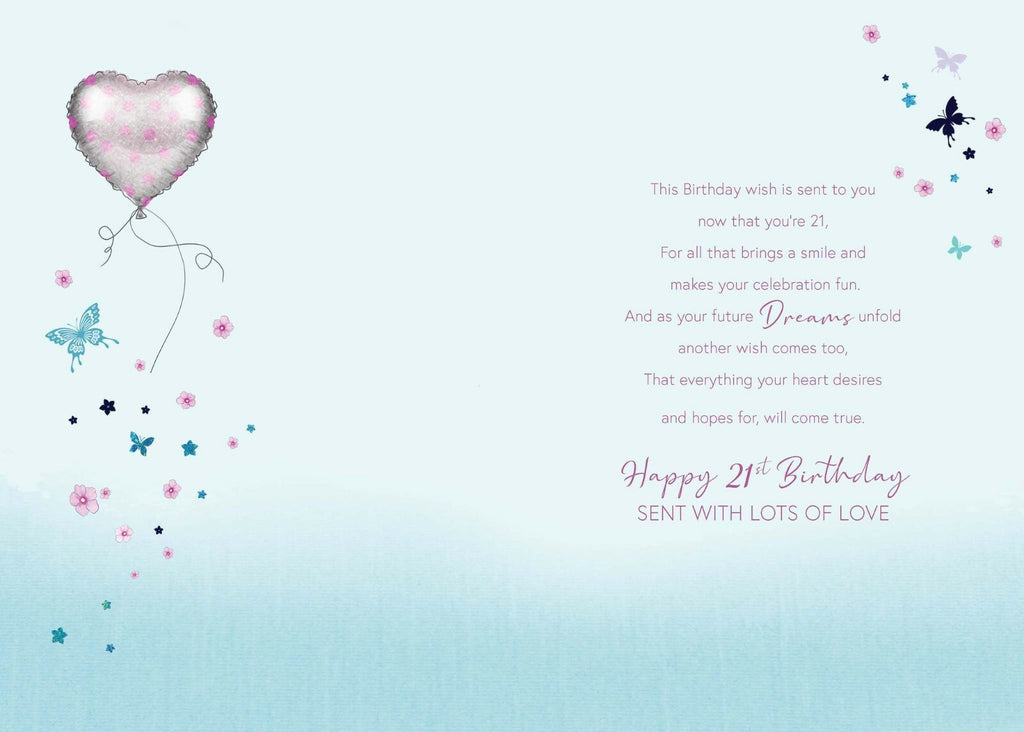 Daughter 21st Birthday Card Age 21 Dress & Diamante Lovely Greeting