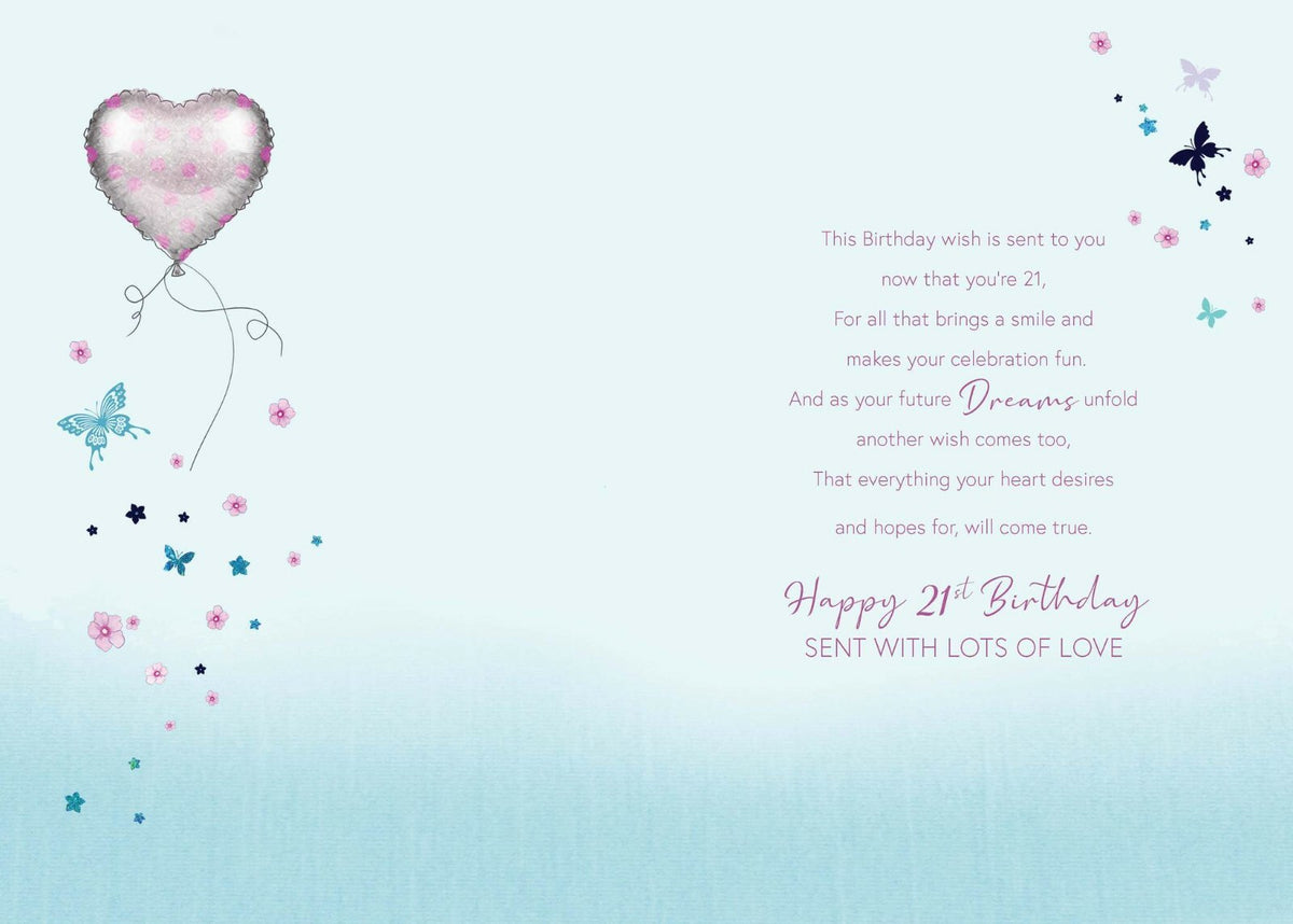 Daughter 21st Birthday Card Age 21 Dress & Diamante Lovely Greeting