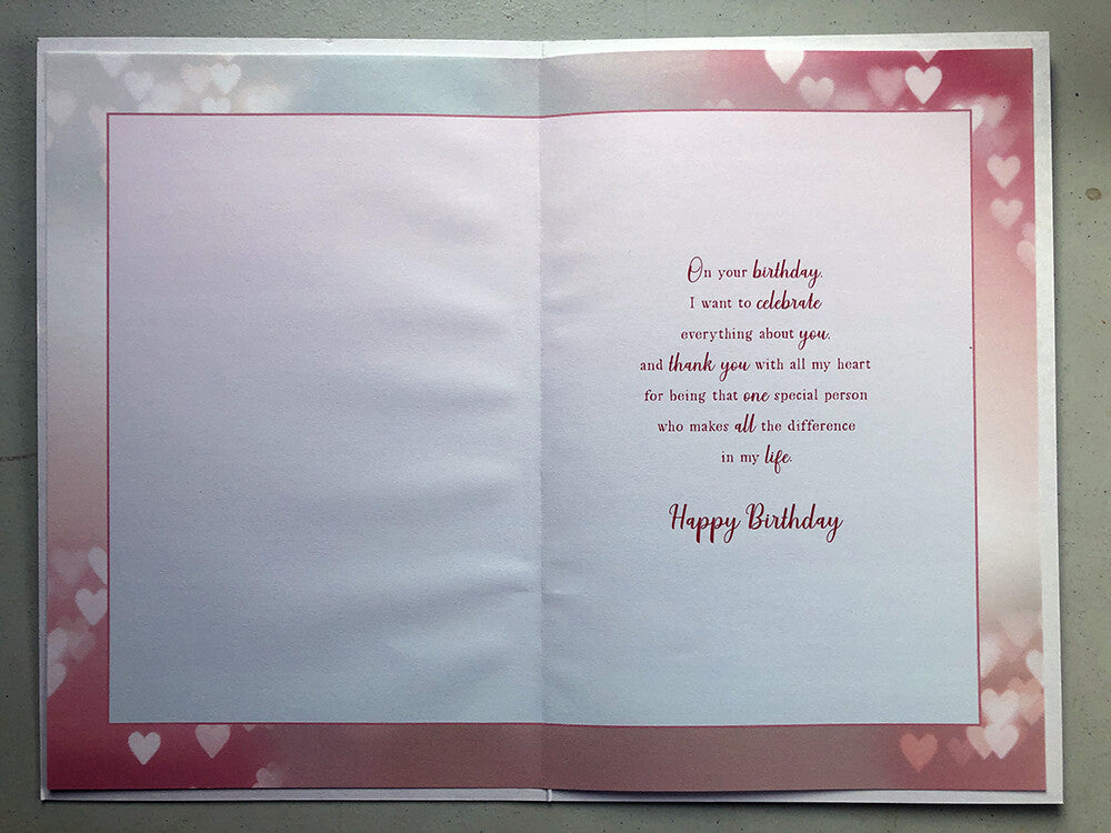 Romantic Wife Birthday Card Large Elegant Luxury Hearts Poem Only Love Greeting