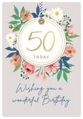50th Female Birthday Card Milestone Age 50  Tag - 9 x 6 " - Foil Embossed