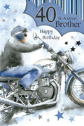 Brother 40th Birthday Card 40 Motorbike Design Happy Lovely Verse
