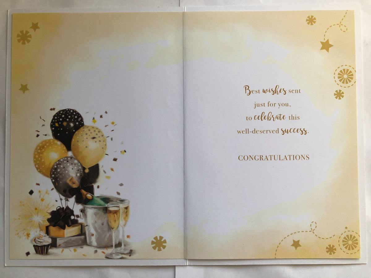 Congratulations Card 13cm x 19cm Balloons & Champagne Verse Inside