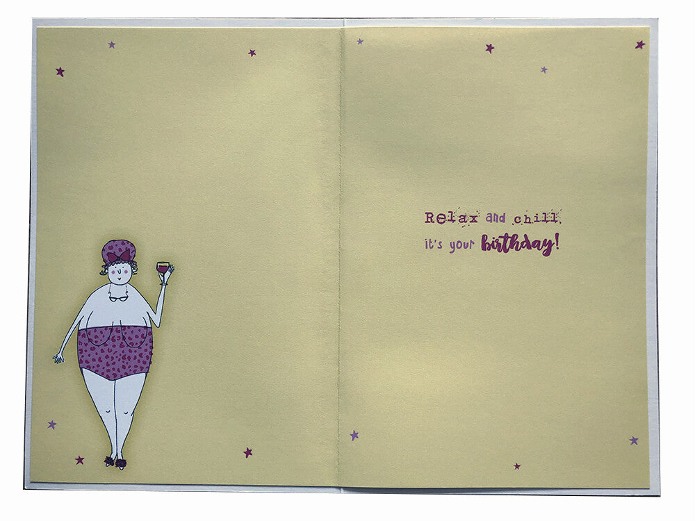 Nan Happy Birthday Card Bra Off Hair Up Drink Poured Witty Funny