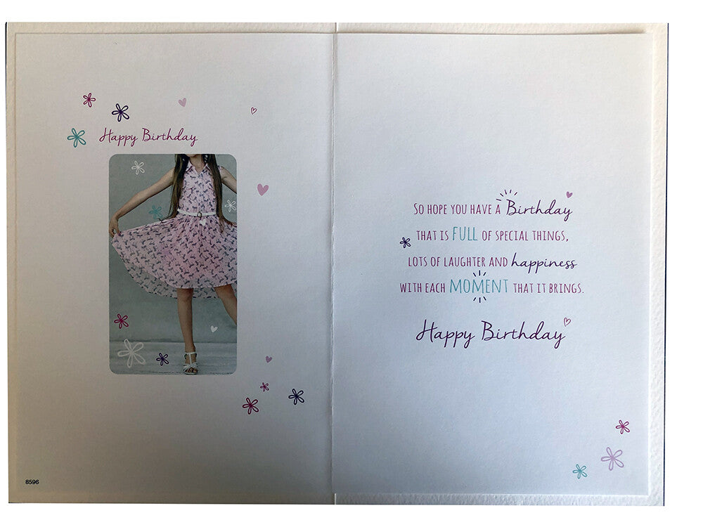 Sister Happy Birthday Card Girl In Dress Design Lovely Verse