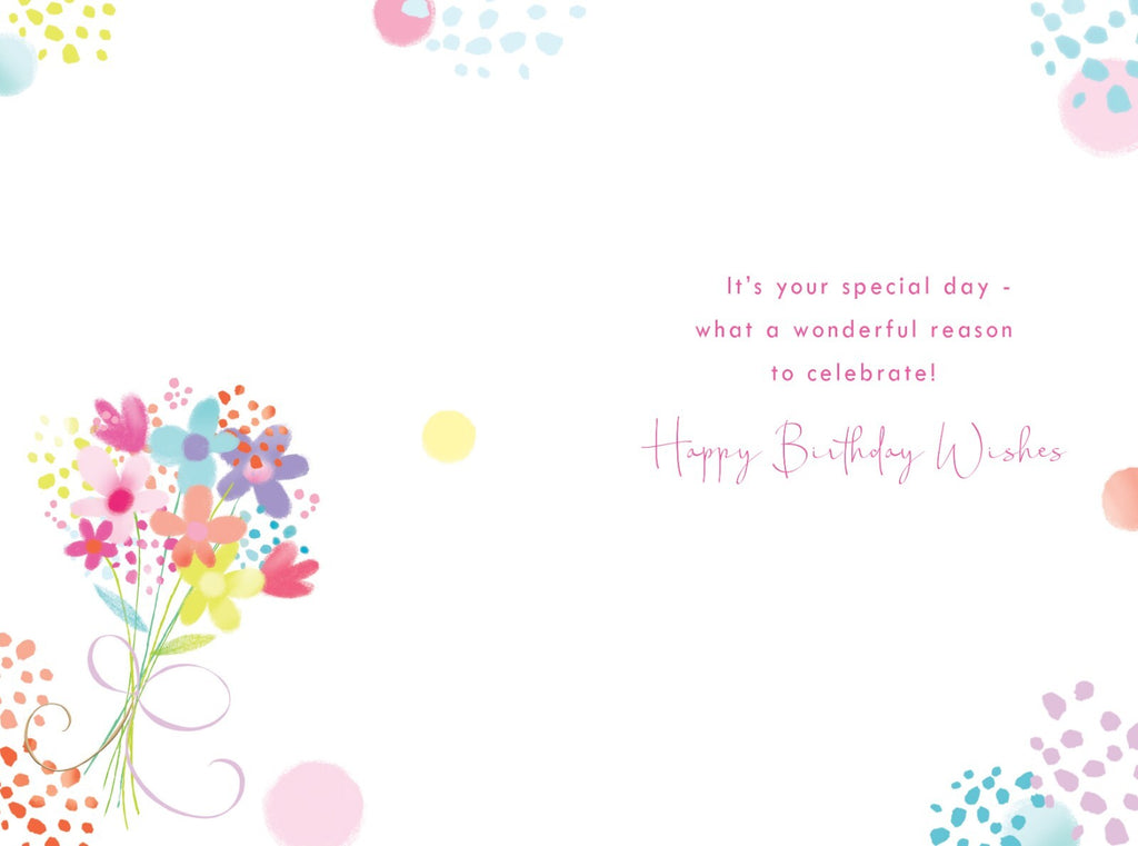 Friend 50th Birthday Card - Colourful Floral Bouquet - Special 50 Today Wishes