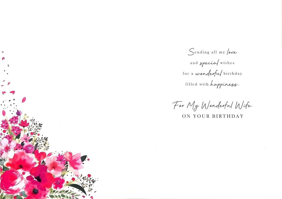 70th Birthday Card for Wife 15cm x 23cm Floral Design Printed Verse