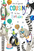 Male Cousin Birthday Card Lemurs 9" x 6" Lovely Verse