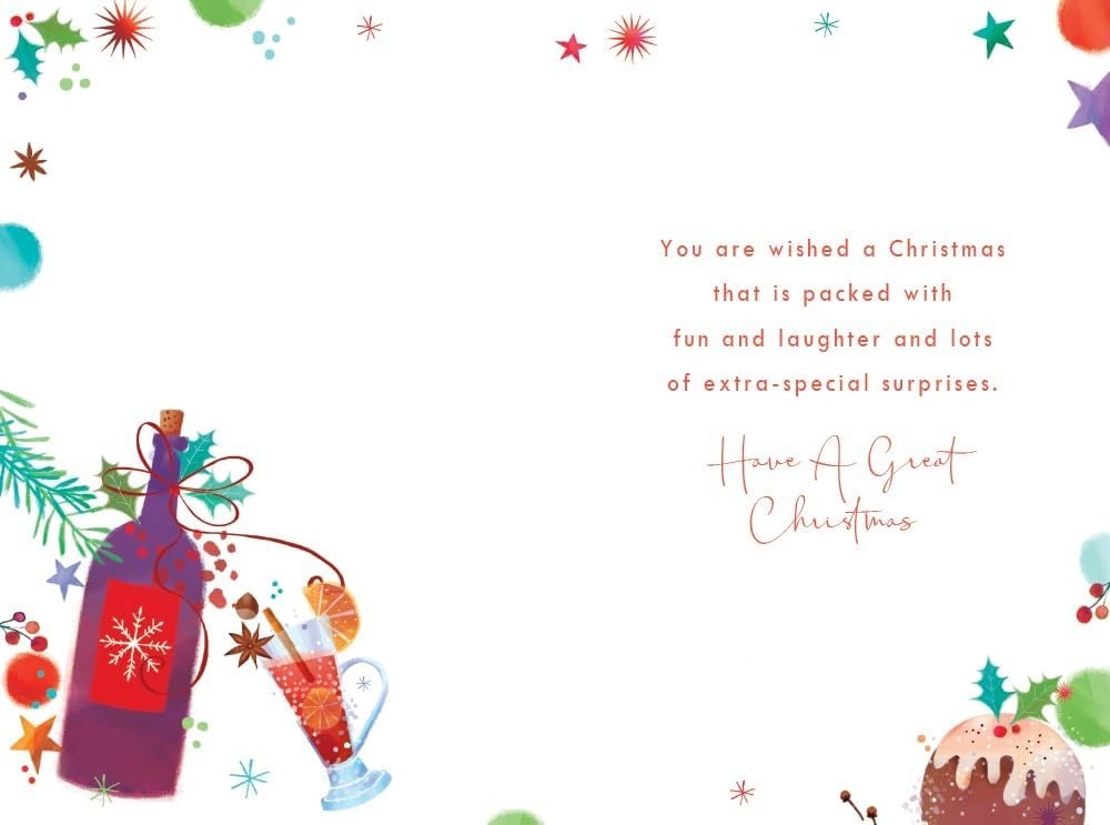 Christmas Card For Uncle 15x23cm Large Mulled Wine & Pudding Verse Inside
