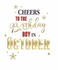 October Happy Birthday Card Cheers To The Birthday Boy In Male Lovely Verse