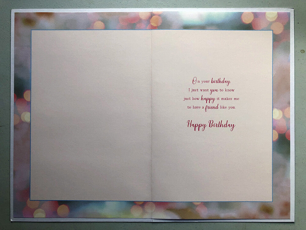 Friend Happy Birthday Card  China Tea Cup Sentiments Lovely Verse