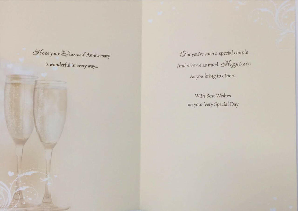 60th Diamond Anniversary Card On Your Champagne Design Greeting Lovely Verse
