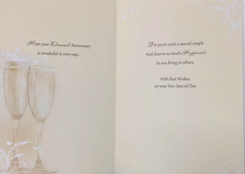 60th Diamond Anniversary Card On Your Champagne Design Greeting Lovely Verse