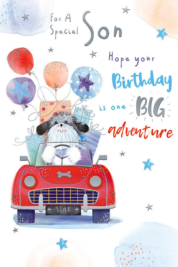 Son Birthday Card Hope Your Birthday Is One Big Adventure Cute Dog