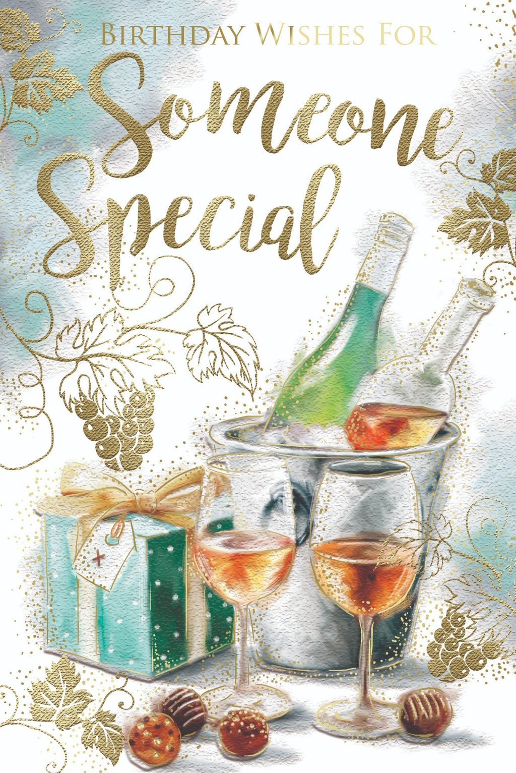 Someone Special Birthday Card Wine Ice Bucket & Gifts Design Happy Lovely Verse