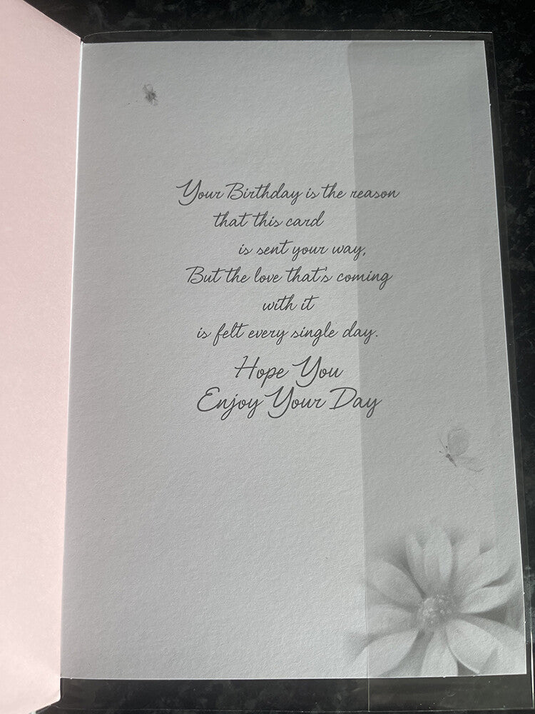 Daughter Happy Birthday Card Cute Bear Flowers Butterfly
