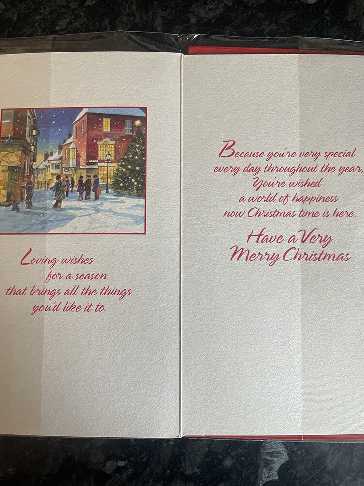 Grandson Merry Christmas Card Traditional Festive Snow Town Square Scene