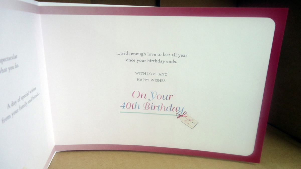 40th Happy Birthday Card 40 Shoes Bags & Perfume Design Lovely Verse Quality