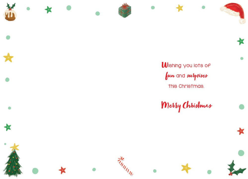 Uncle Christmas Card Modern Ho Ho Ho Gifts Tree Holly 7.5" x 5" Lovely Verse