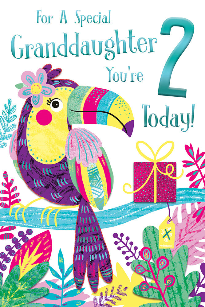 Granddaughter 2nd Birthday Card Age 2 Today Cute Toucan Happy  Lovely Verse