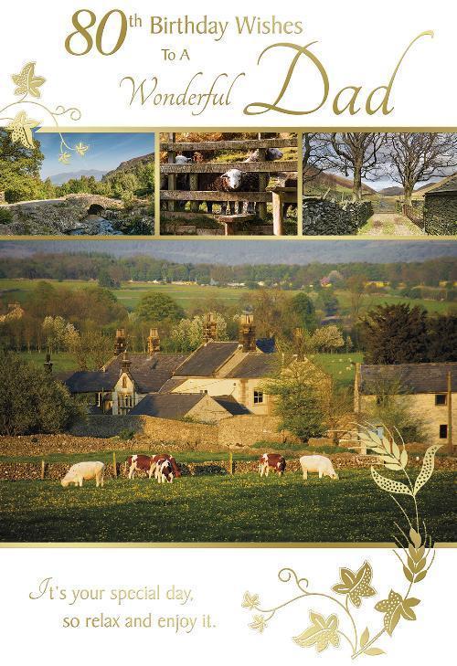 Dad 80th Birthday Card Wishes To A Wonderful Countryside Design Happy