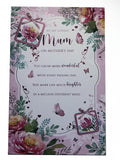 Mum Mother's Day Large Card Pink Peony Flowers Butterflies Lovely Verse