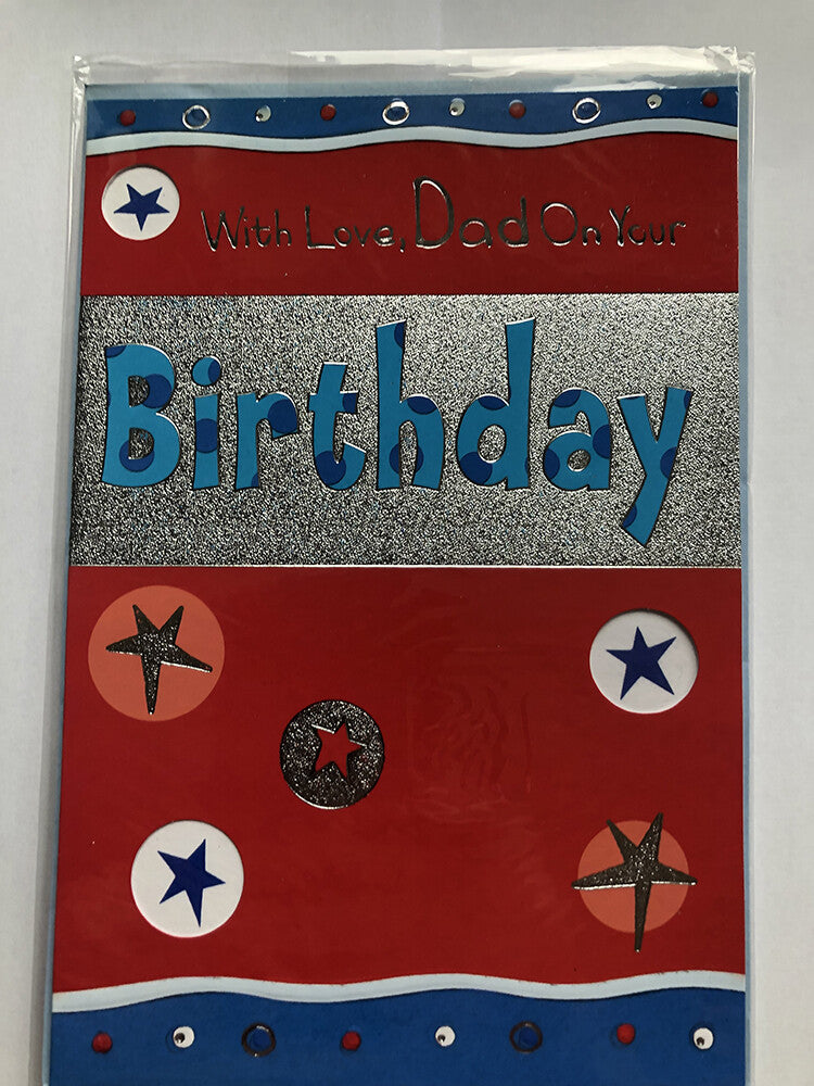 Dad Happy Birthday Card With Love On Your Birthday Stars